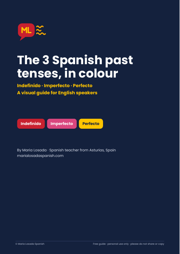 Cover of the guide: The 3 Spanish past tenses, in colour